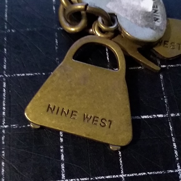 Three Gold Key Chains, Gold Bar in Box, Nine West Purse & Heels, Enamel … - Picture 3 of 11